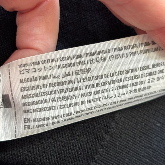 Abercrombie & Fitch Moose Logo Sweater Mens M Black Pima Cotton Preppy Academia - Picture 4 of 7